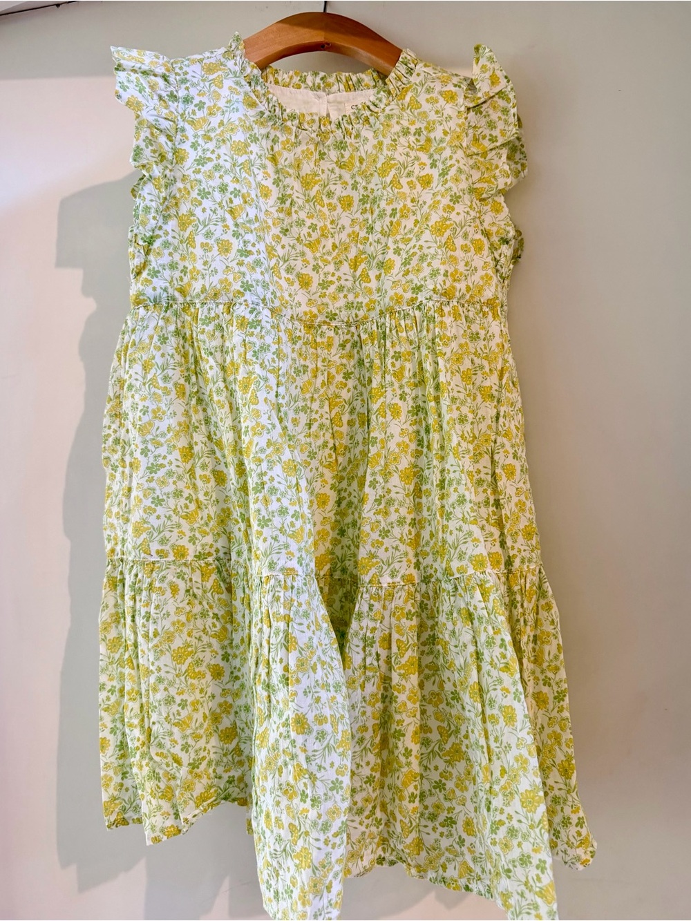 Crewcuts Yellow and Green Floral Ruffle Dress